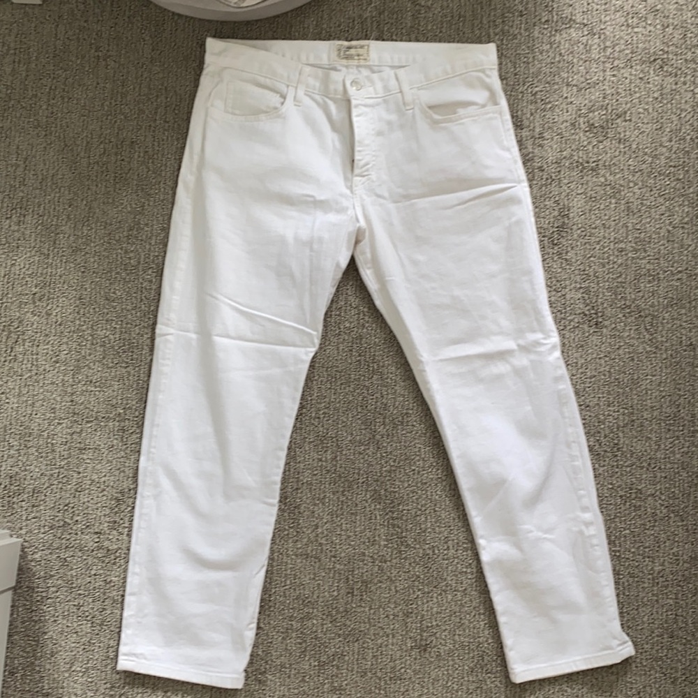 Current Elliot white boyfriend cut jeans